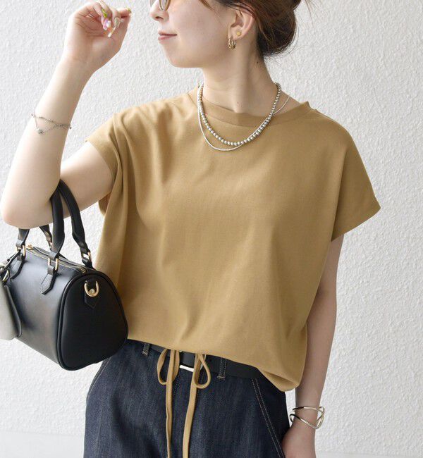 SHIPS any「SHIPS any:〈接触冷感/汗染み防止加工/洗濯機可能〉ドロスト フレンチスリーブ TEE」|Tシャツ・カットソー|