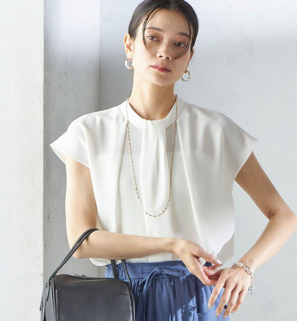 SHIPS for women「〈手洗い可能〉タック タイ フレンチ スリーブ ブラウス」|シャツ・ブラウス|オフホワイト