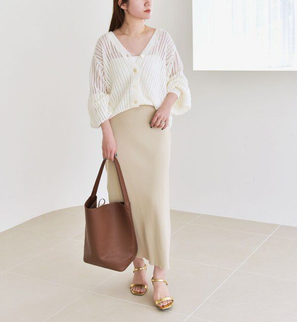 quaranciel「quaranciel:〈手洗い可能〉ラミー ミックス メッシュ シアー オーバーサイズ カーディガン」|カーディガン|