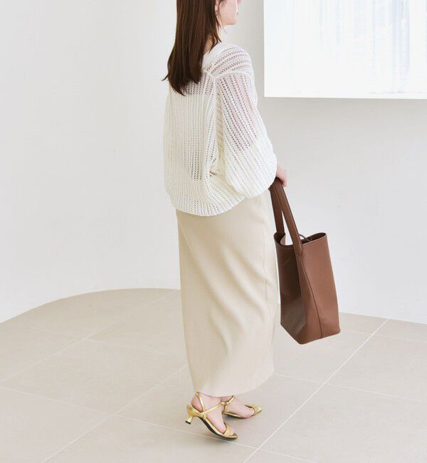 quaranciel「quaranciel:〈手洗い可能〉ラミー ミックス メッシュ シアー オーバーサイズ カーディガン」|カーディガン|