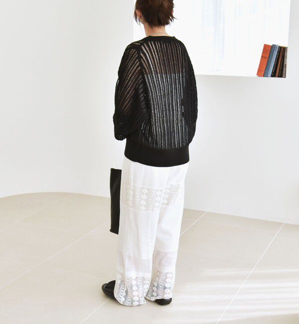 quaranciel「quaranciel:〈手洗い可能〉ラミー ミックス メッシュ シアー オーバーサイズ カーディガン」|カーディガン|