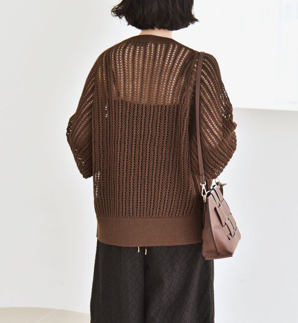 quaranciel「quaranciel:〈手洗い可能〉ラミー ミックス メッシュ シアー オーバーサイズ カーディガン」|カーディガン|