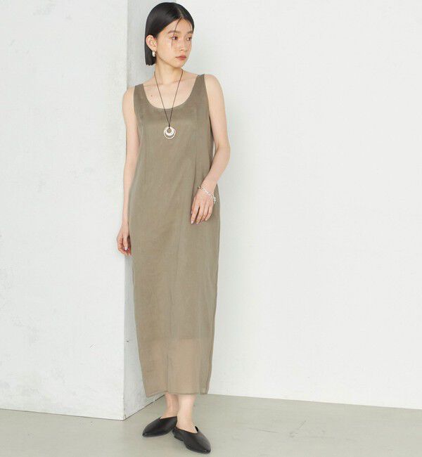 SHIPS for women「《予約》Wai＋:〈手洗い可能〉オーガンジー ノースリーブ 2WAY ワンピース」|ワンピース|ベージュ系