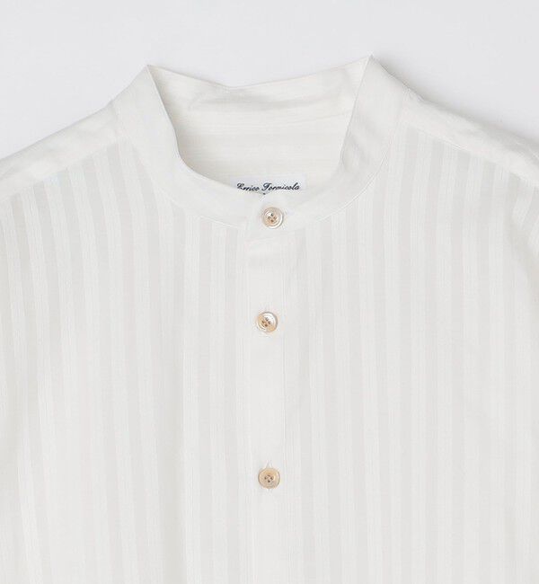 SHIPS「Errico Formicolla: コットン ジャカード ストライプ バンドカラー シャツ」|シャツ・ブラウス|