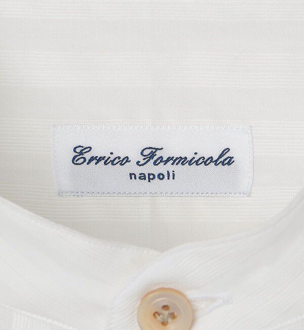 SHIPS「Errico Formicolla: コットン ジャカード ストライプ バンドカラー シャツ」|シャツ・ブラウス|