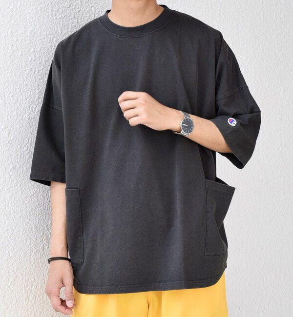 SHIPS any「【SHIPS any別注】Champion: ブリーチ ドルマン キャンプポケット Tシャツ◇」|Tシャツ・カットソー|ブラック