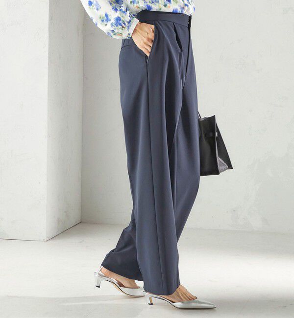 SHIPS for women「〈手洗い可能〉ダブル クロス セミ ワイド パンツ（セレモニー対応可）」|その他|