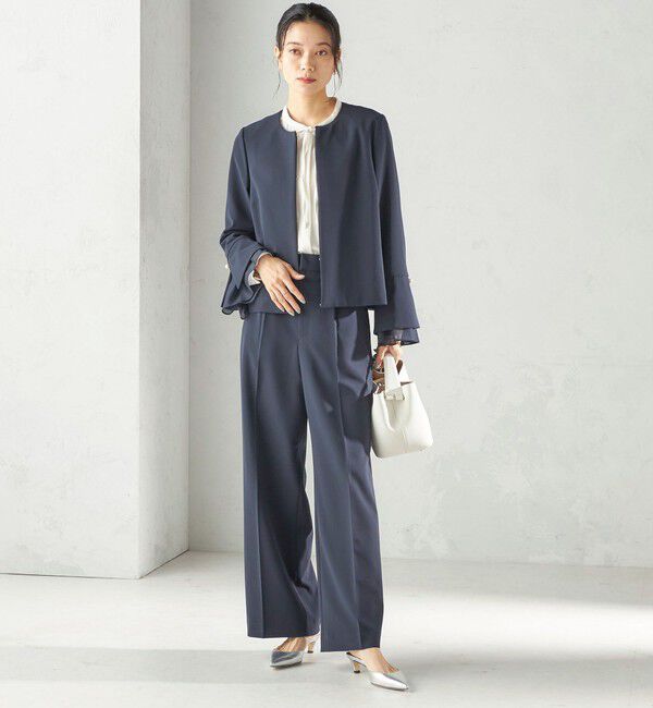 SHIPS for women「〈手洗い可能〉ダブル クロス セミ ワイド パンツ（セレモニー対応可）」|その他|