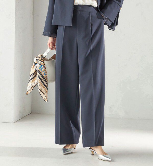 SHIPS for women「〈手洗い可能〉ダブル クロス セミ ワイド パンツ（セレモニー対応可）」|その他|