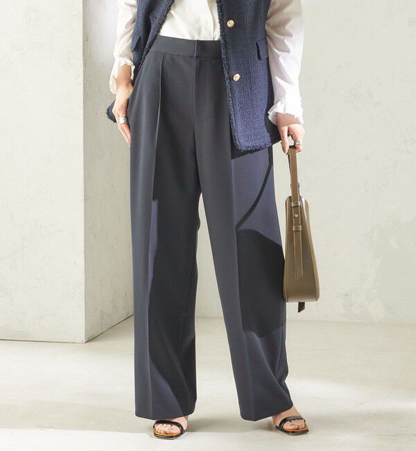 SHIPS for women「〈手洗い可能〉ダブル クロス セミ ワイド パンツ（セレモニー対応可）」|その他|