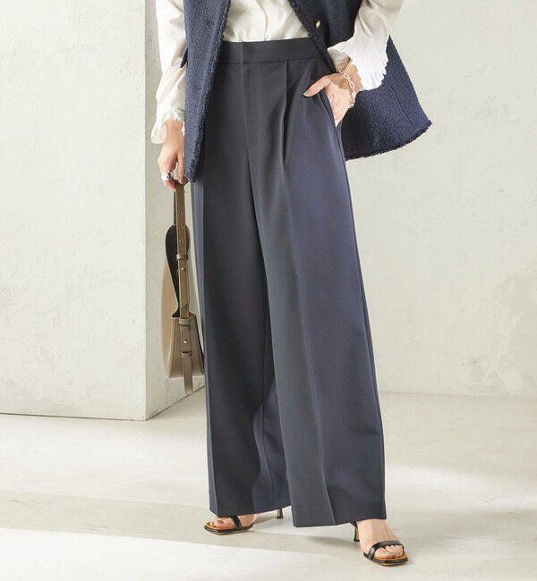 SHIPS for women「〈手洗い可能〉ダブル クロス セミ ワイド パンツ（セレモニー対応可）」|その他|