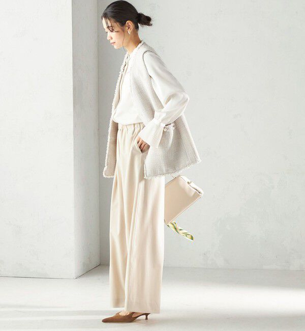 SHIPS for women「トライスピン 杢 ツイード カラーレス ジレ（セレモニー対応可）」|ベスト・ジレ|