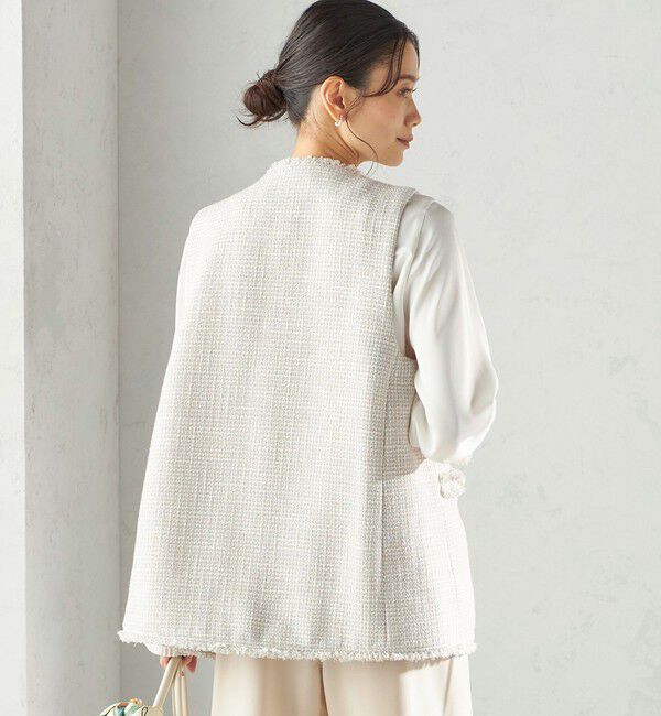 SHIPS for women「トライスピン 杢 ツイード カラーレス ジレ（セレモニー対応可）」|ベスト・ジレ|