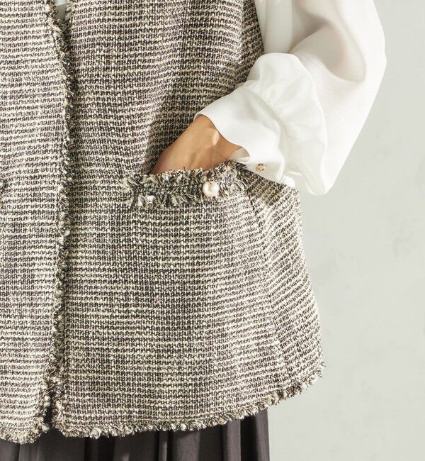 SHIPS for women「トライスピン 杢 ツイード カラーレス ジレ（セレモニー対応可）」|ベスト・ジレ|