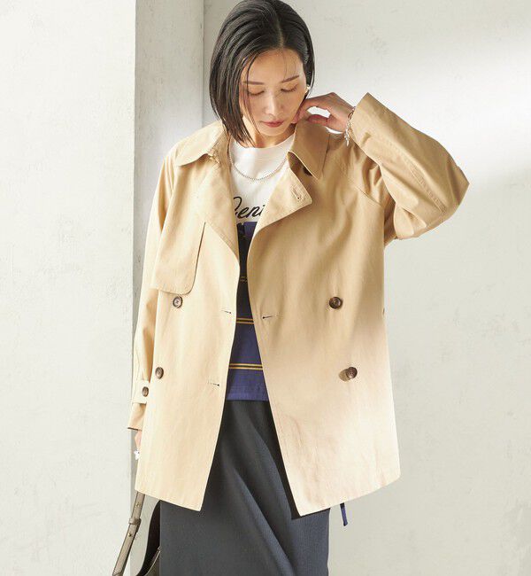 SHIPS for women「〈撥水加工〉バック ギャザー ドロスト ミディ丈 トレンチ」|トレンチコート|