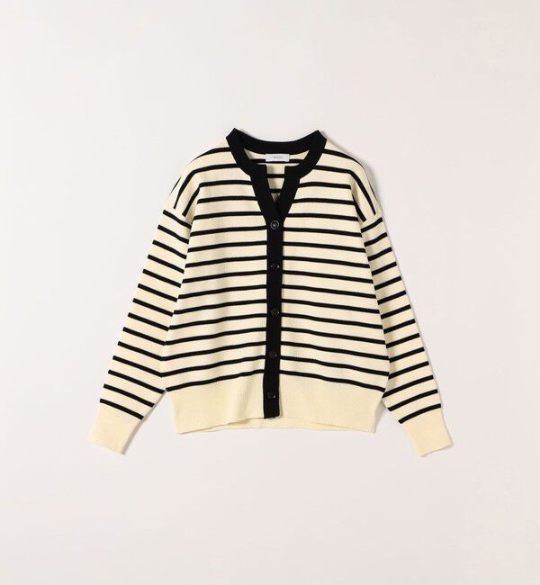 SHIPS any「《予約》SHIPS any:〈手洗い可能〉バイカラー スキッパー ニット カーディガン」|カーディガン|