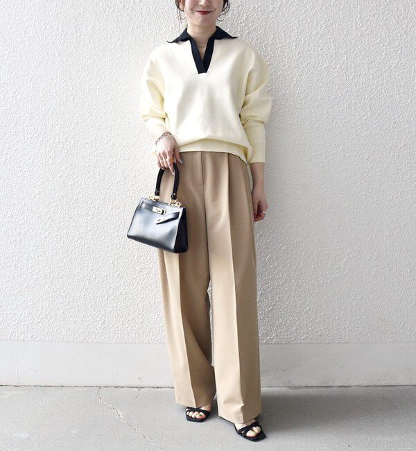 SHIPS any「《予約》SHIPS any:〈手洗い可能〉バイカラー スキッパー ニット プルオーバー」|ニット・セーター|