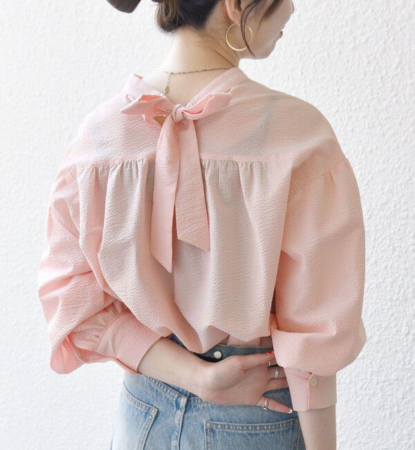 SHIPS any「《予約》SHIPS any:〈洗濯機可能〉サッカー バック リボン 配色 シャツ ブラウス」|シャツ・ブラウス|