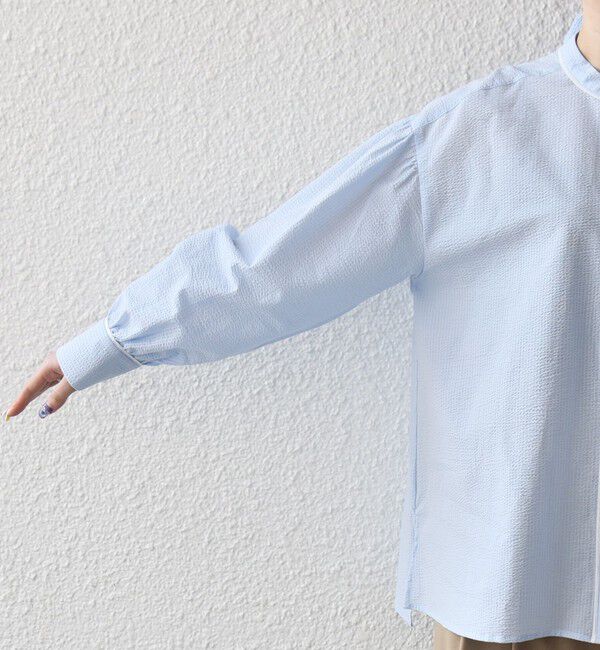 SHIPS any「《予約》SHIPS any:〈洗濯機可能〉サッカー バック リボン 配色 シャツ ブラウス」|シャツ・ブラウス|