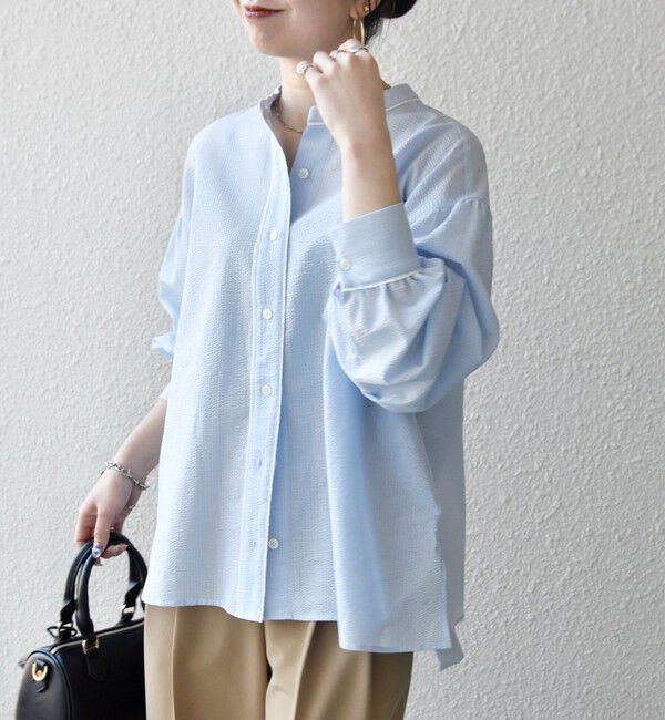 SHIPS any「《予約》SHIPS any:〈洗濯機可能〉サッカー バック リボン 配色 シャツ ブラウス」|シャツ・ブラウス|