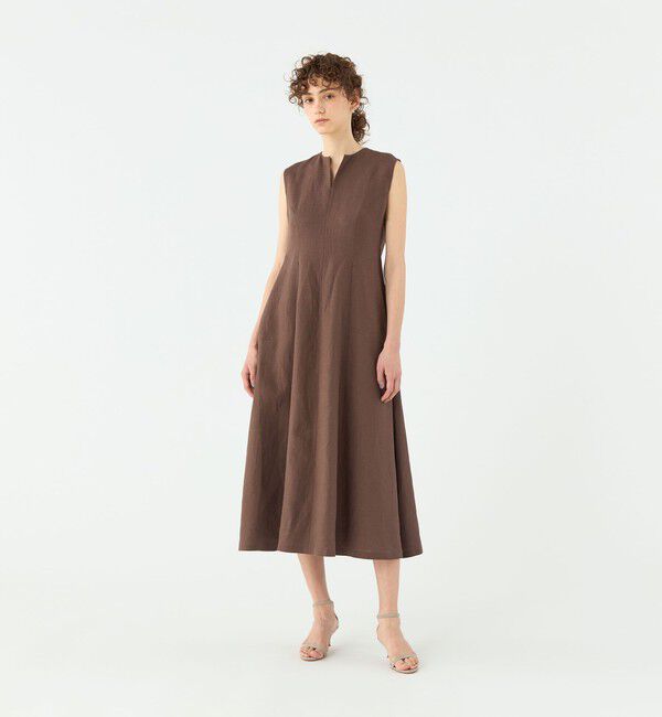 TOMORROWLAND collection「スムースリネン キーネックフレアワンピース」|ワンピース|