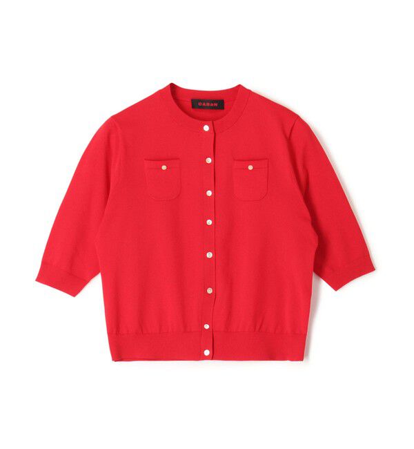 CABaN「ファインポリエステル ハーフスリーブポケットカーディガン」|カーディガン|35 レッド