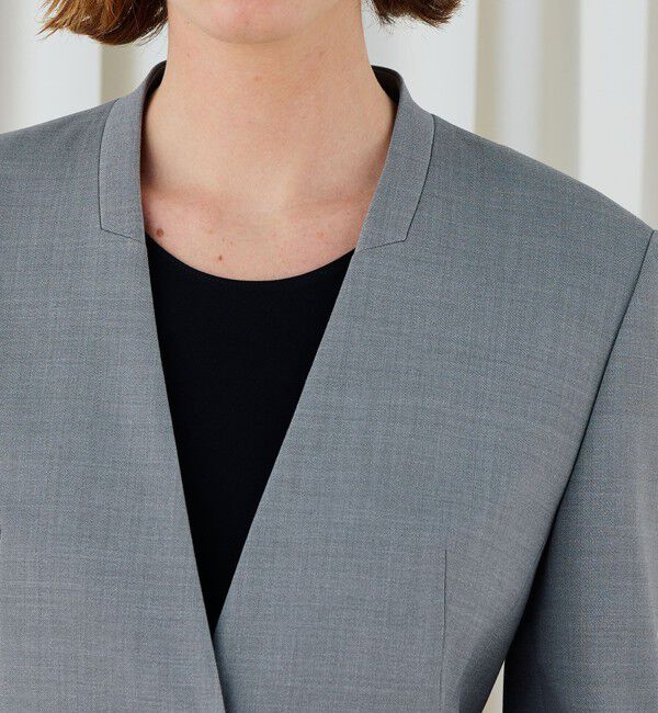 DES PRES「ポリエステルウールバラシャ Vカラージャケット」|ノーカラージャケット|