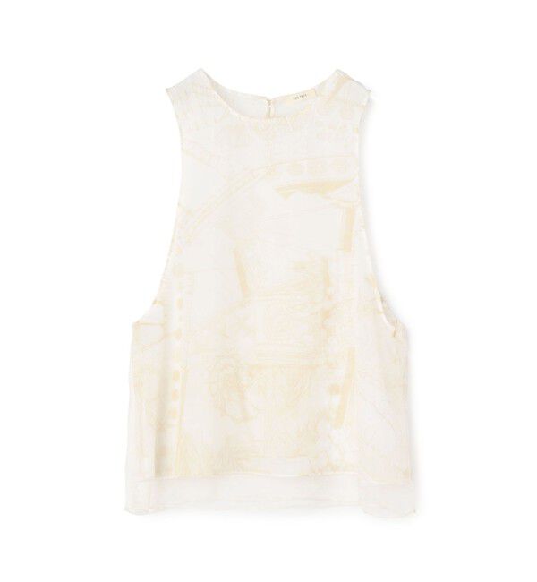 DES PRES「マリンプリント ノースリーブプルオーバー」|シャツ・ブラウス|42 ライトベージュ系