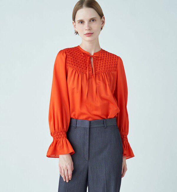 Ballsey「コットンシルクサテン アートタックブラウス」|シャツ・ブラウス|