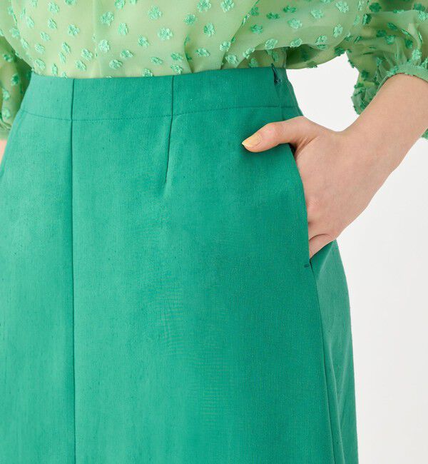 Ballsey「リネンレーヨンストレッチ バックペプラムスカート」|フレア|