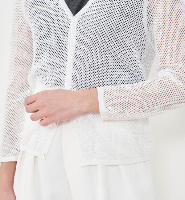 GALERIE VIE「クレープコットンメッシュ Vネックカーディガン」|カーディガン|