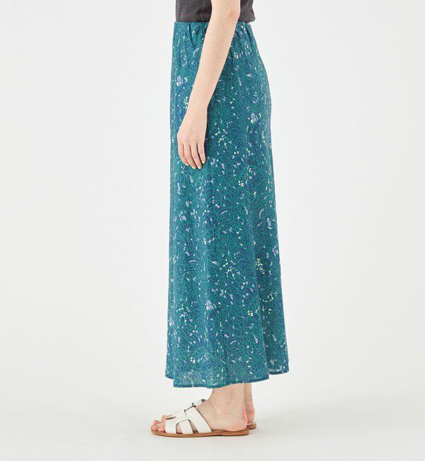 SOULEIADO「リネンプリント ナローマキシスカート」|タイト|