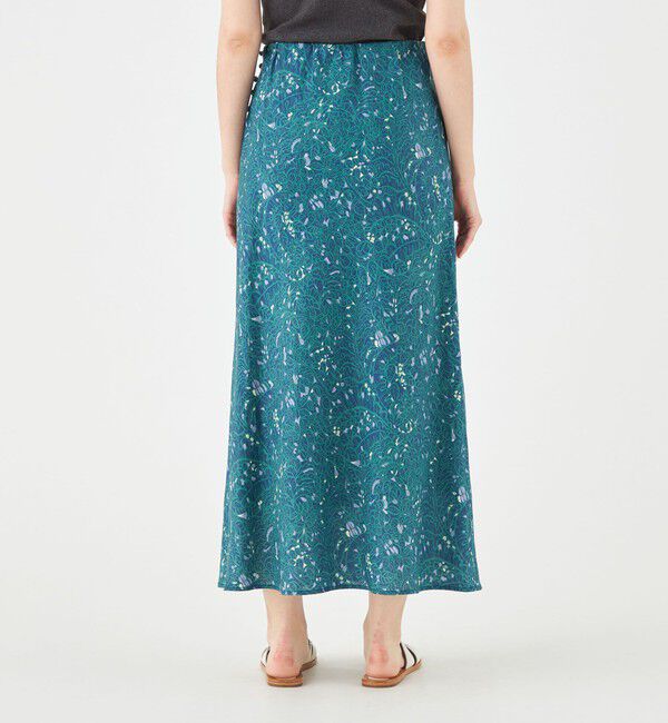 SOULEIADO「リネンプリント ナローマキシスカート」|タイト|