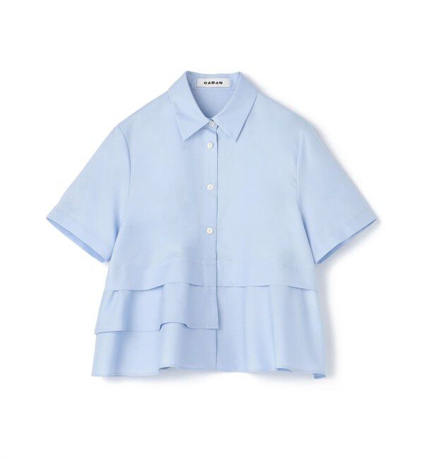 CABaN「タイプライターダブルクロス アシンメトリックフリルシャツ」|シャツ・ブラウス|61 ライトブルー