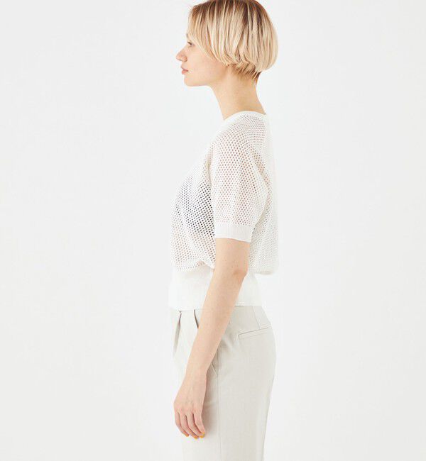 MACPHEE「リネンメッシュ ハーフスリーブプルオーバー」|ニット・セーター|