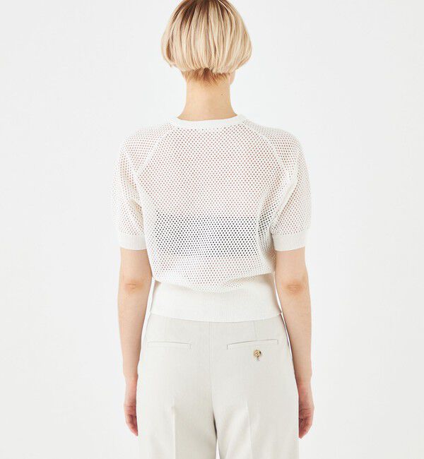 MACPHEE「リネンメッシュ ハーフスリーブプルオーバー」|ニット・セーター|