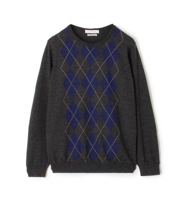 TOMORROWLAND MENS「ウールカシミヤシルク アーガイル クルーネックプルオーバー」|ニット・セーター|16 グレー系