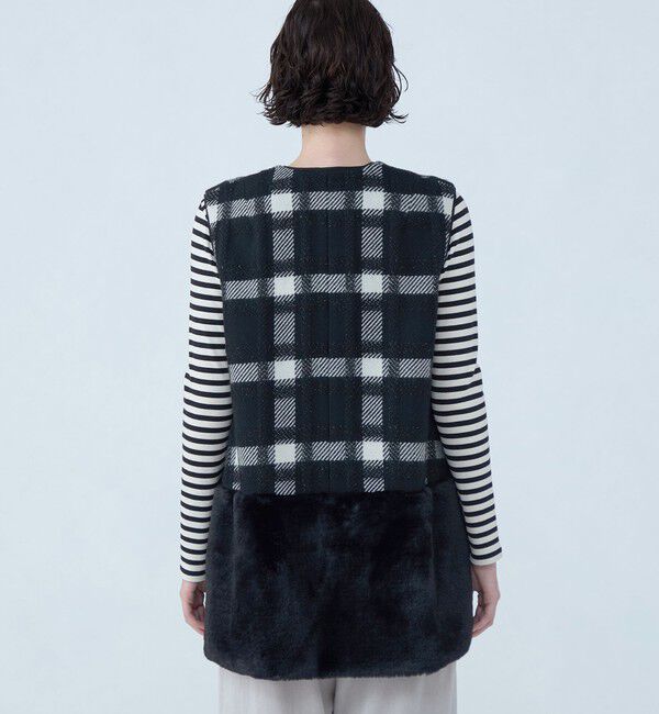 TOMORROWLAND collection「オーロラペーンチェック ファーコンビジレ」|ダウンベスト・ベスト|