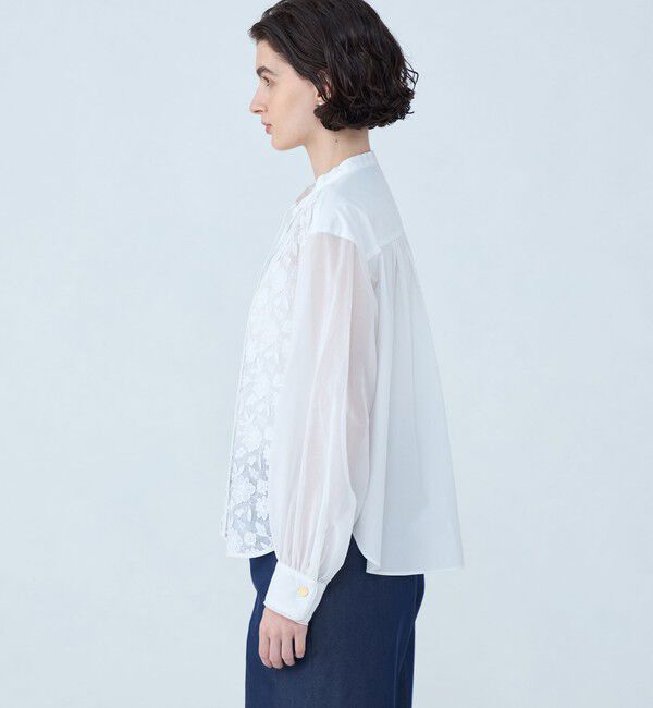 TOMORROWLAND collection「ホワイトコンビネーション ボウタイブラウス」|シャツ・ブラウス|