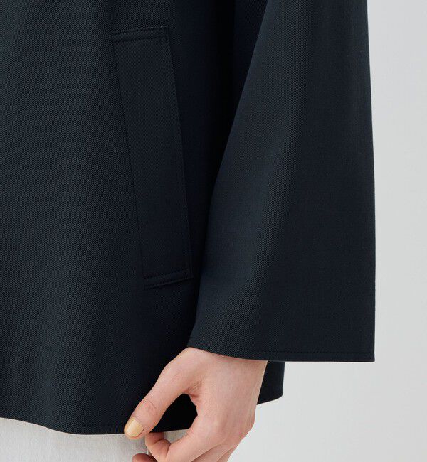GALERIE VIE「コットンウールギャバジン カラーレスショートコート」|ノーカラーコート|