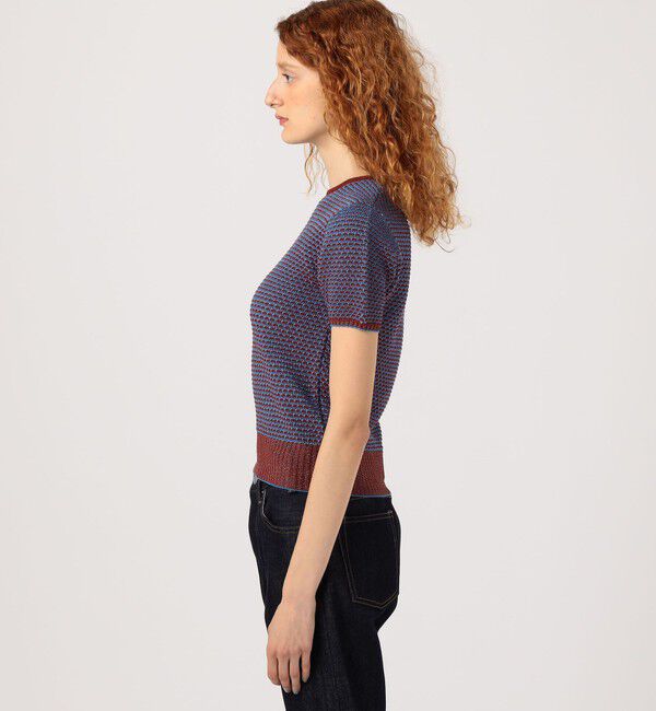 MACPHEE「コットンナイロンラメボーダー クルーネックプルオーバー」|ニット・セーター|