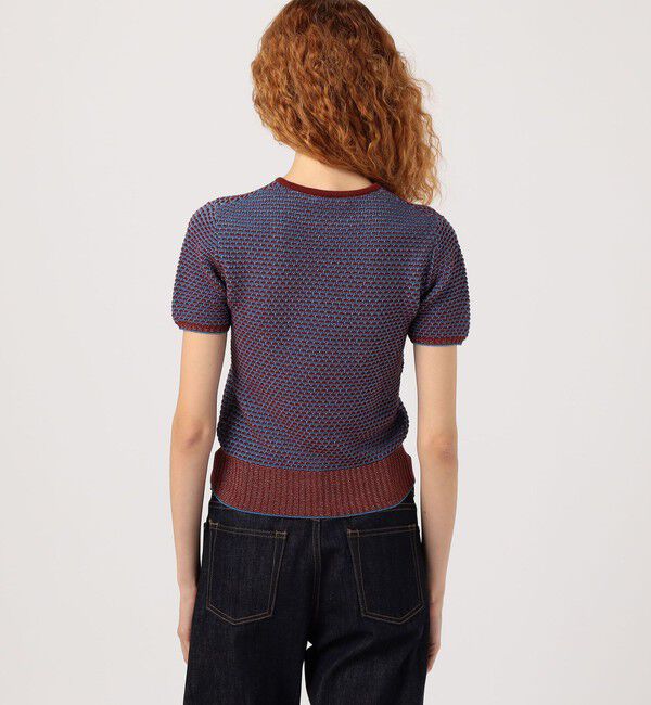 MACPHEE「コットンナイロンラメボーダー クルーネックプルオーバー」|ニット・セーター|