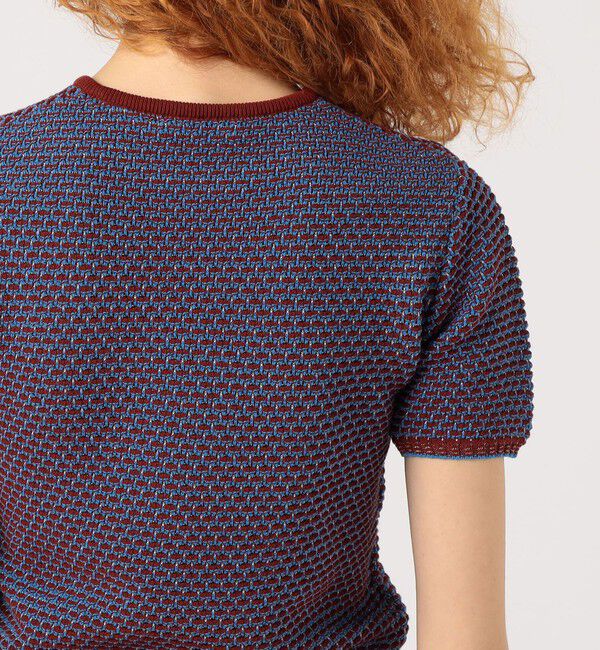 MACPHEE「コットンナイロンラメボーダー クルーネックプルオーバー」|ニット・セーター|