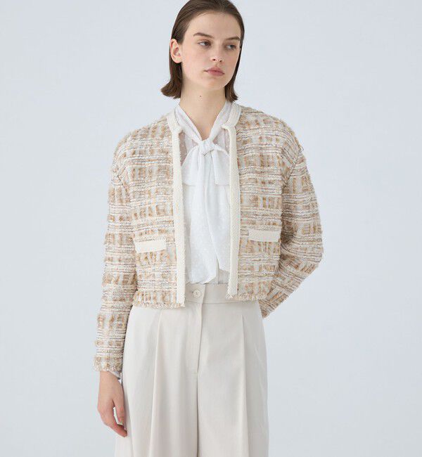 Ballsey「マテリアルミックスツイード ショートカーディガン」|カーディガン|