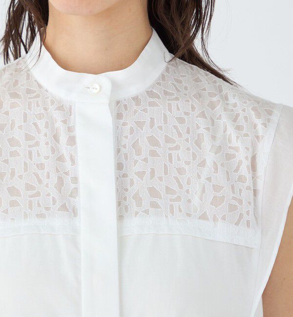 TOMORROWLAND collection「ジオメトリックエンブロイダリー バンドカラーブラウス」|シャツ・ブラウス|