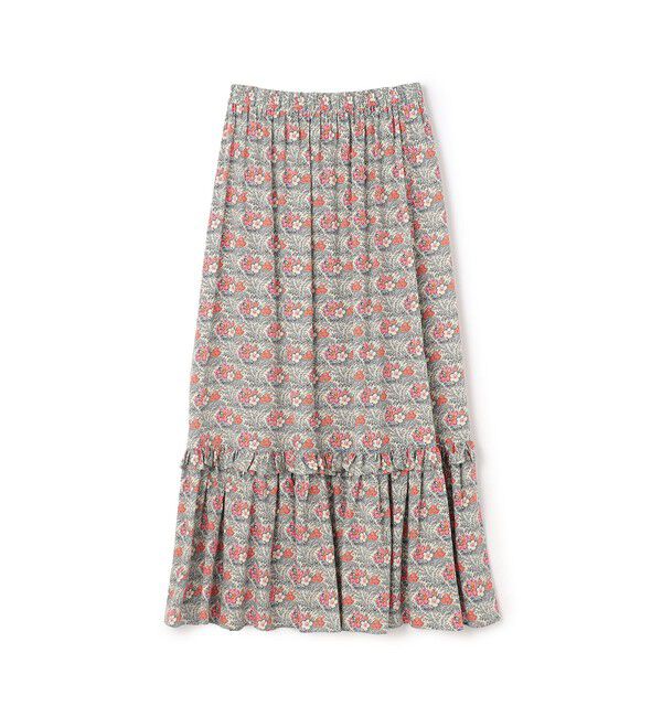 SOULEIADO「レーヨンプリント ティアードフリルスカート」|フレア|42 ライトベージュ系