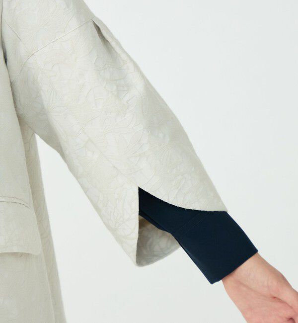 Ballsey「ボタニカルジャカード トラペーズコート」|ノーカラーコート|