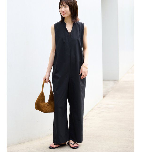 SLOBE IENA「《追加》リラックスイージーVネックオールインワン」|オールインワン|ブラック