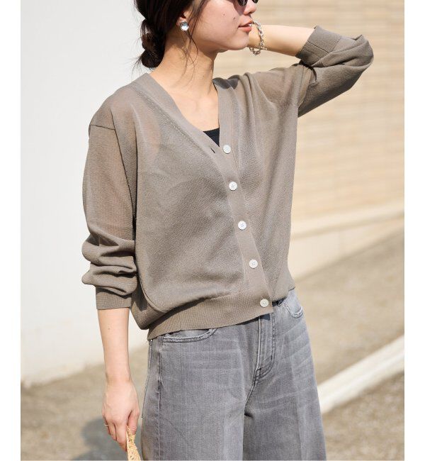 SLOBE IENA「《追加2》リネン混シアーカーディガン」|カーディガン|
