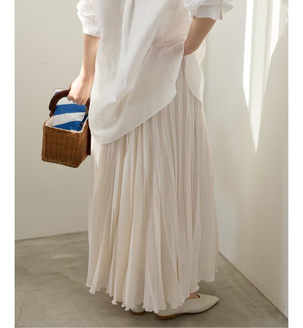 IENA「《予約》シアーメッシュプリーツスカート」|スカート|